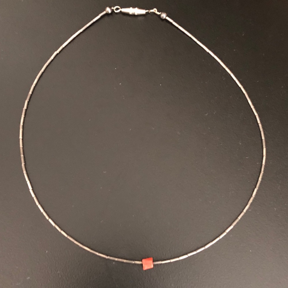 Vintage Liquid Silver And Coral Necklace